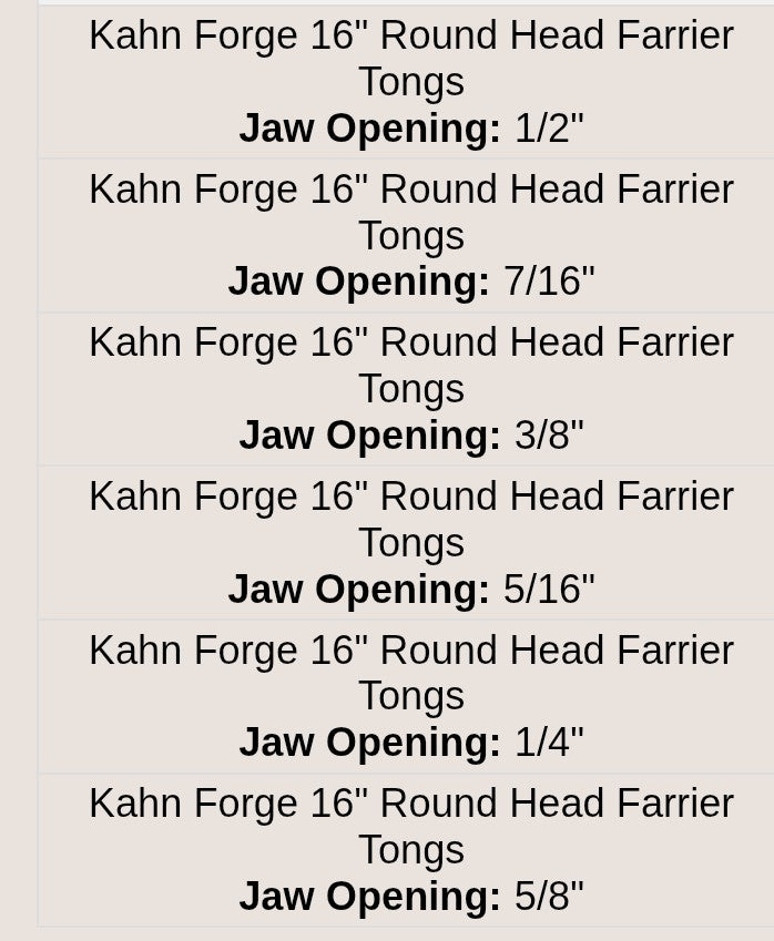 Kahn 16" Fire Tongs (Multiple Sizes Available)